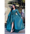 Vestido largo de satén con escote en V en la espalda Esmeralda