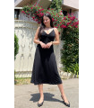 Bust Pleated Strap Long Dress