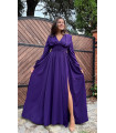 Waist Draped V Neck Maxi Dress Purple