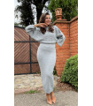 Turtleneck Sleeveless Maxi Knitwear Dress Sweater Suit Gray