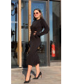 Skirt Ankle Frilly Maxi Knitwear Dress Black