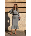 Skirt Ankle Frilly Maxi Knitwear Dress Gray